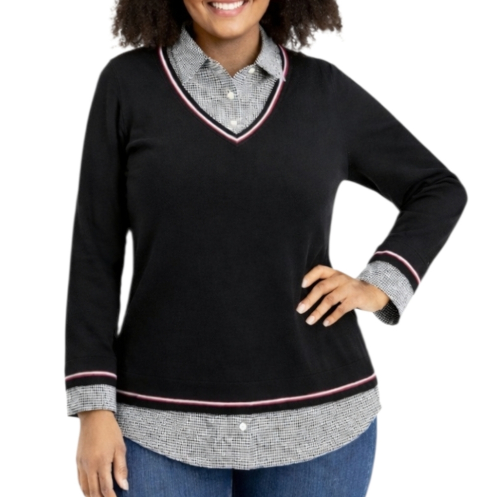 Faux Layered Pullover Sweater Top